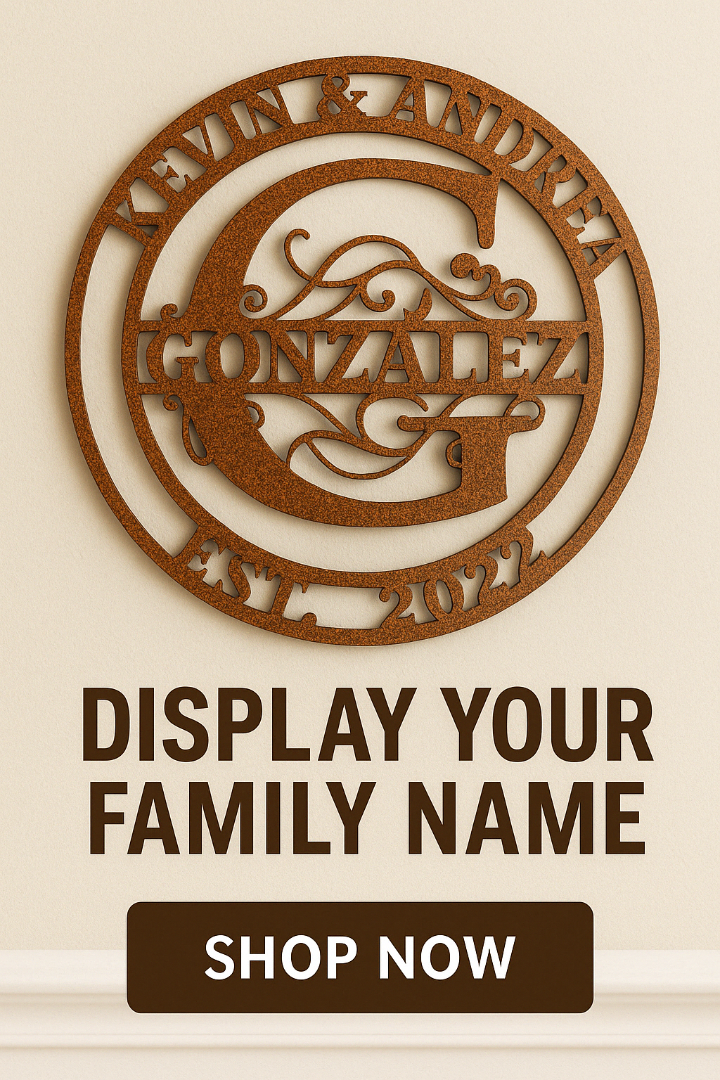 Custom Steel Family Name Sign β Powder Coat Finish β Personalized Wedding, Housewarming, or Anniversary Gift