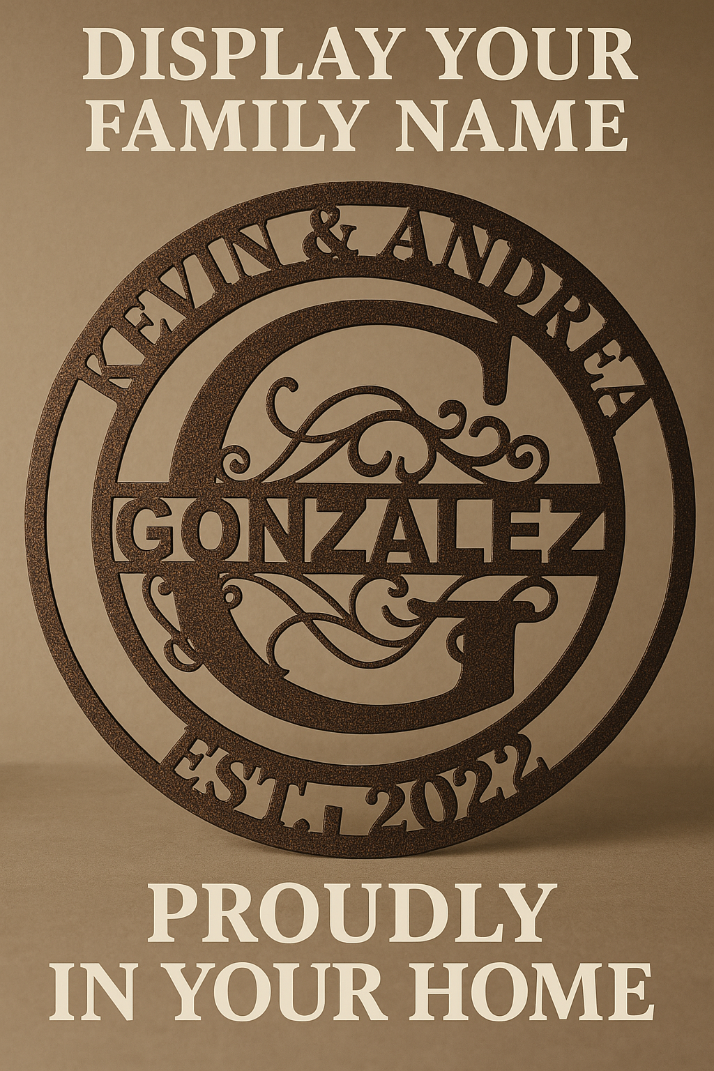 Custom Steel Family Name Sign β Powder Coat Finish β Personalized Wedding, Housewarming, or Anniversary Gift
