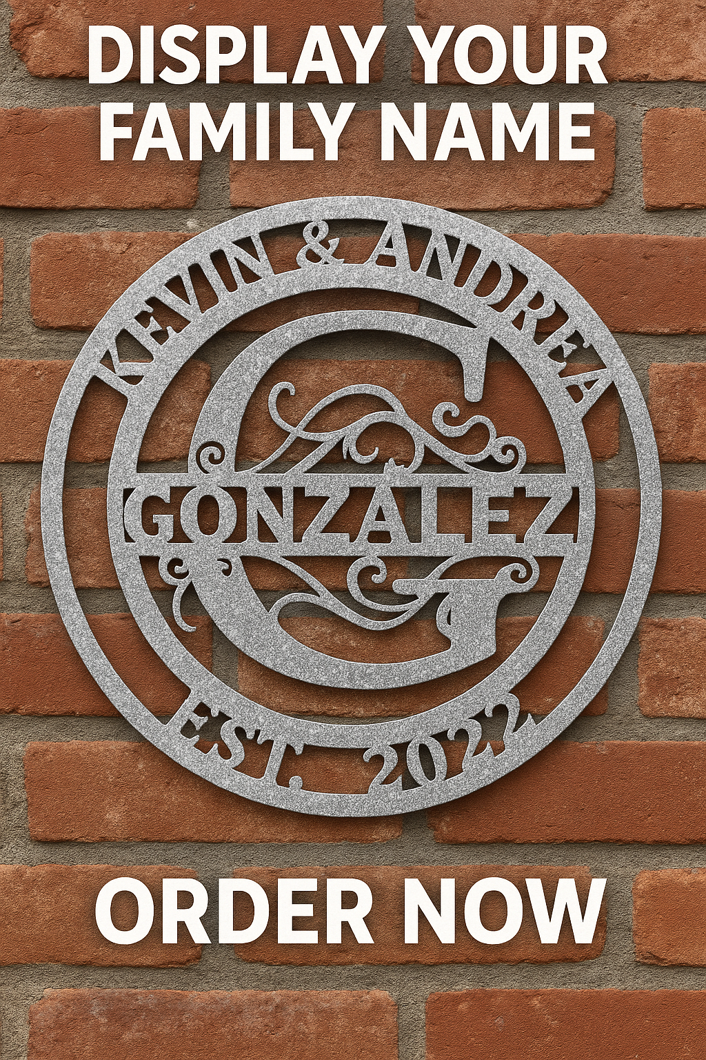 Custom Steel Family Name Sign β Powder Coat Finish β Personalized Wedding, Housewarming, or Anniversary Gift