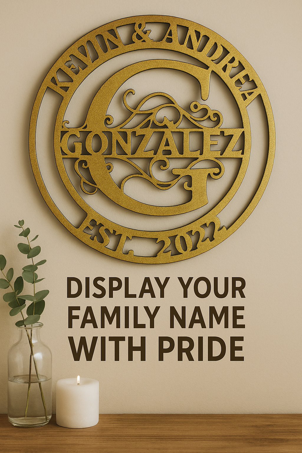 Custom Steel Family Name Sign β Powder Coat Finish β Personalized Wedding, Housewarming, or Anniversary Gift