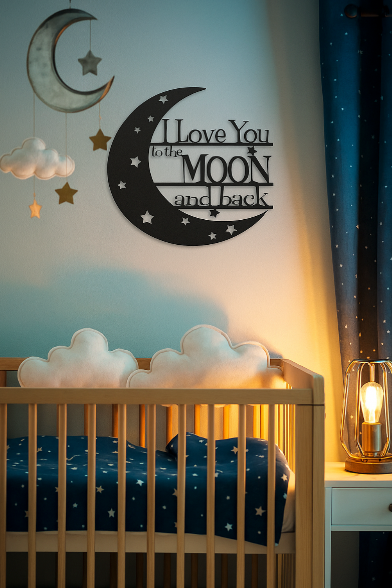 “I Love You to the Moon and Back” Steel Sign