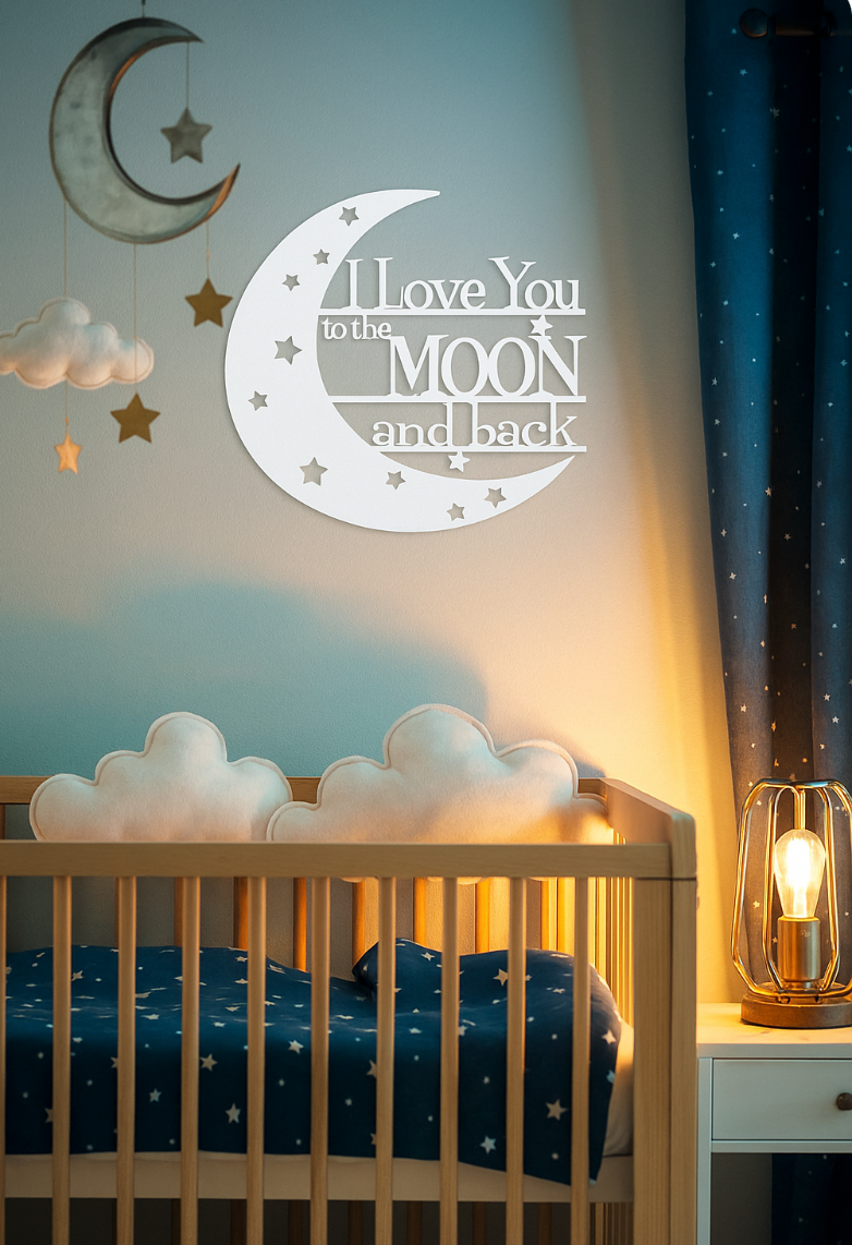 “I Love You to the Moon and Back” Steel Sign