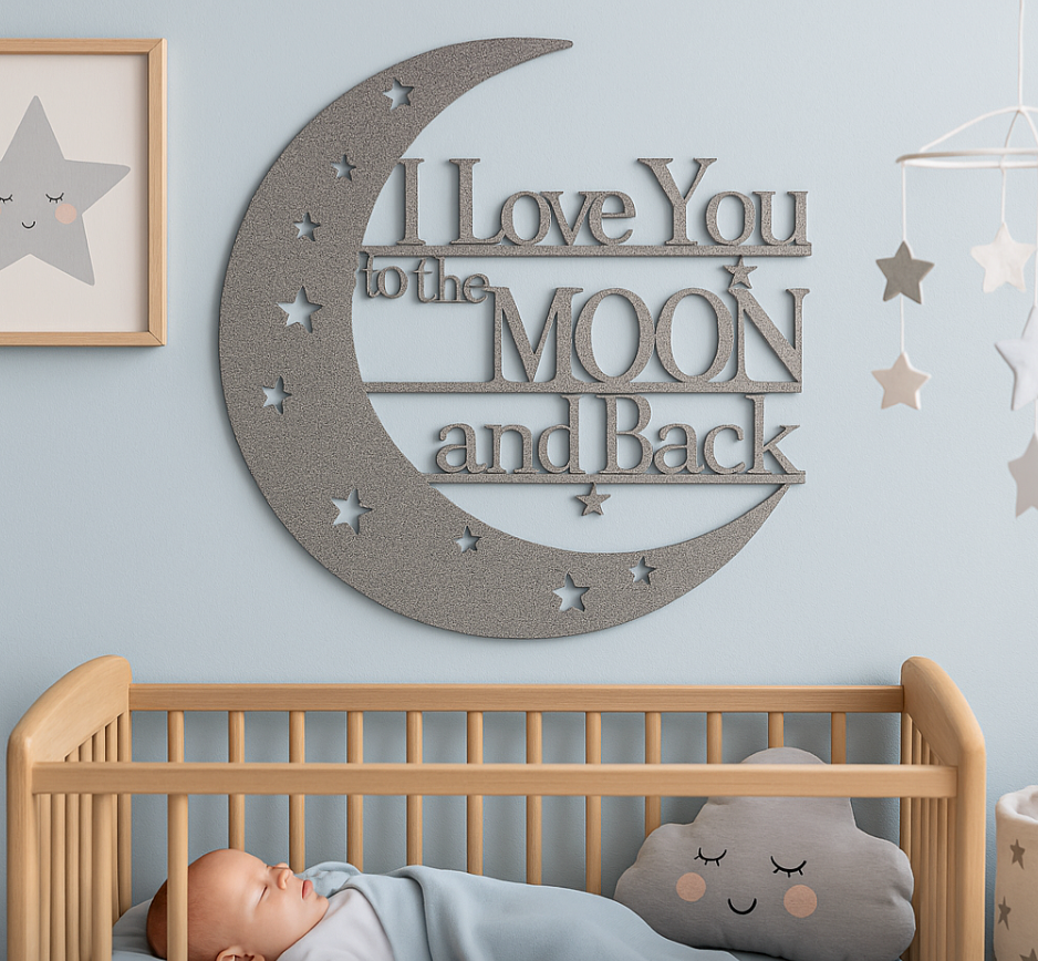 “I Love You to the Moon and Back” Steel Sign