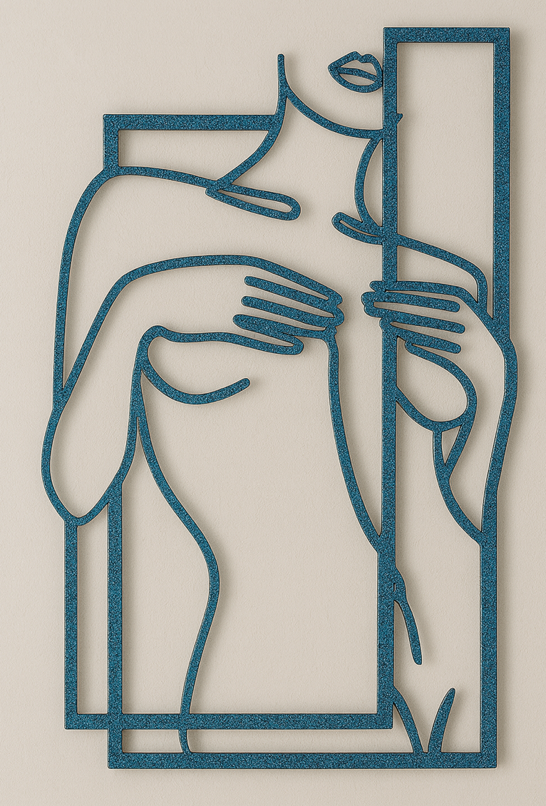 Modern Nude Woman Line Art Steel Wall Sign