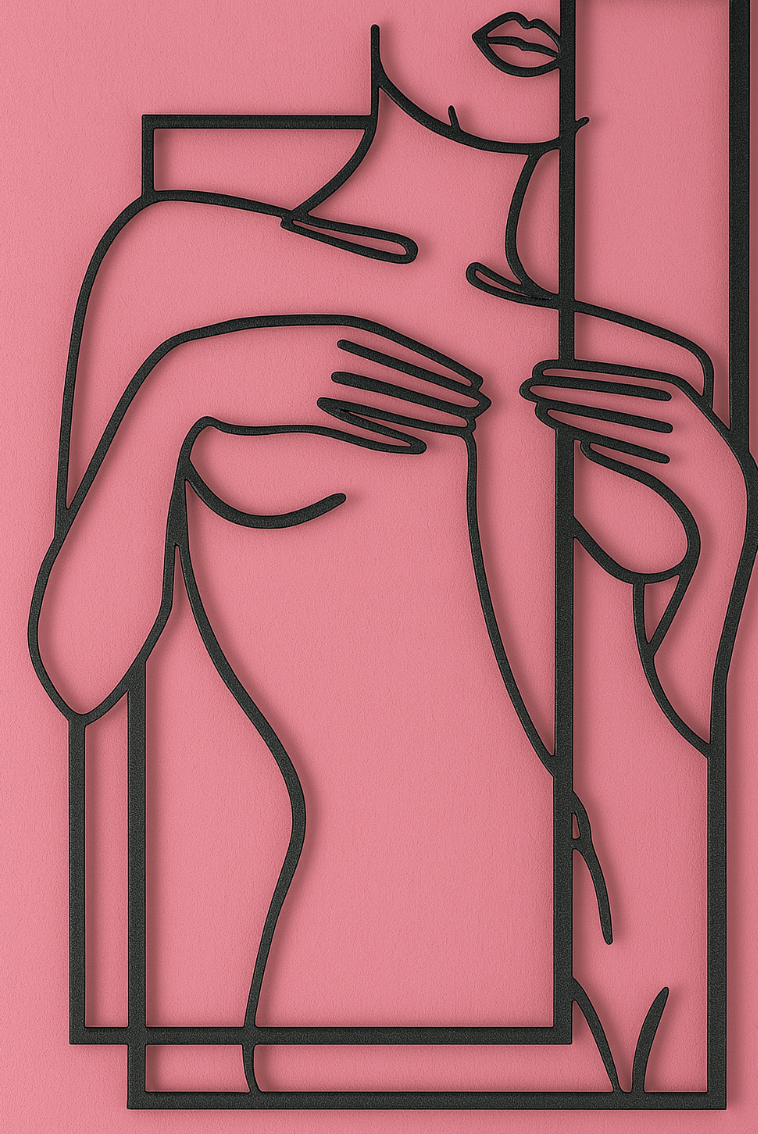 Modern Nude Woman Line Art Steel Wall Sign