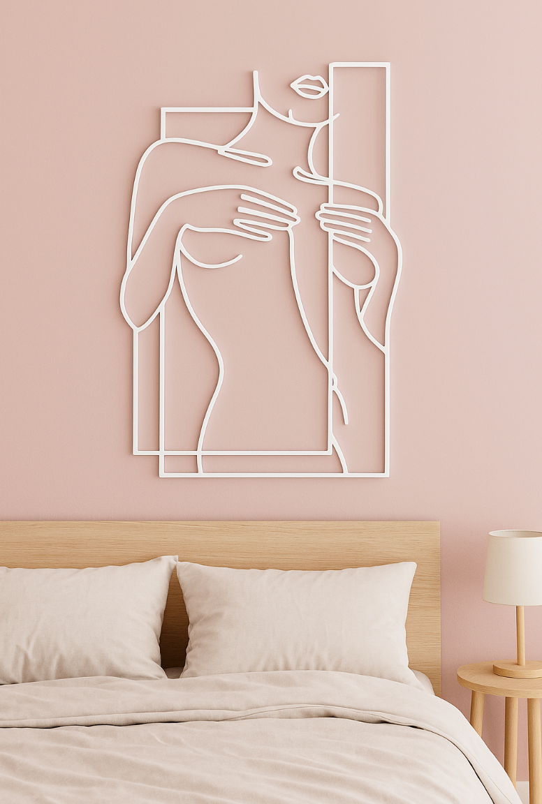 Modern Nude Woman Line Art Steel Wall Sign