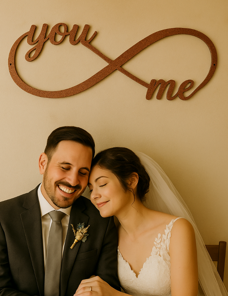 “You & Me” Infinity Steel Sign – Romantic Laser Cut Wall Decor