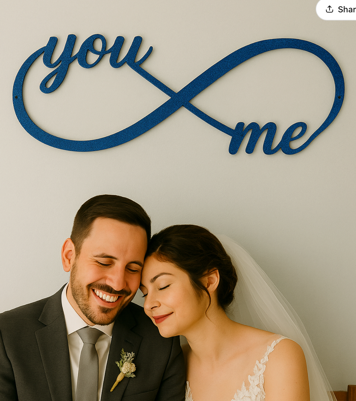 “You & Me” Infinity Steel Sign – Romantic Laser Cut Wall Decor