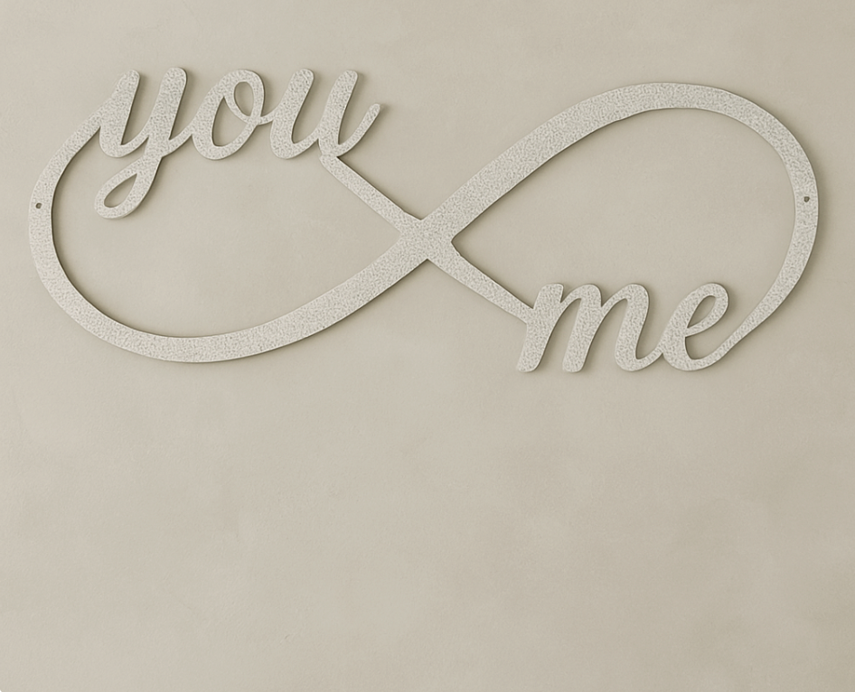 “You & Me” Infinity Steel Sign – Romantic Laser Cut Wall Decor