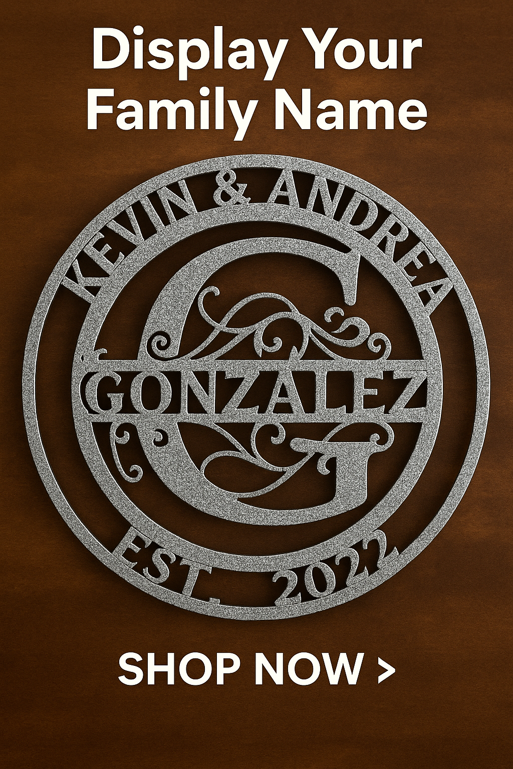 Custom Steel Family Name Sign – Powder Coat Finish – Personalized Wedding, Housewarming, or Anniversary Gift