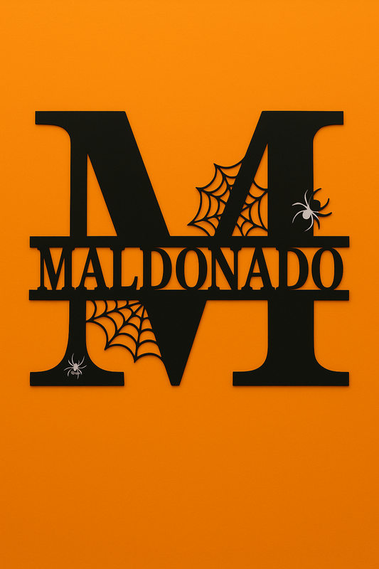 Customized Halloween Spiderweb Family Name Steel Sign