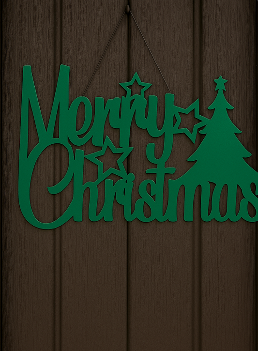 "Merry Christmas" Tree and Star Steel Sign
