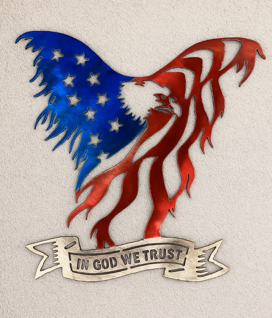Patriotic Eagle “In God We Trust” Steel Wall Sign