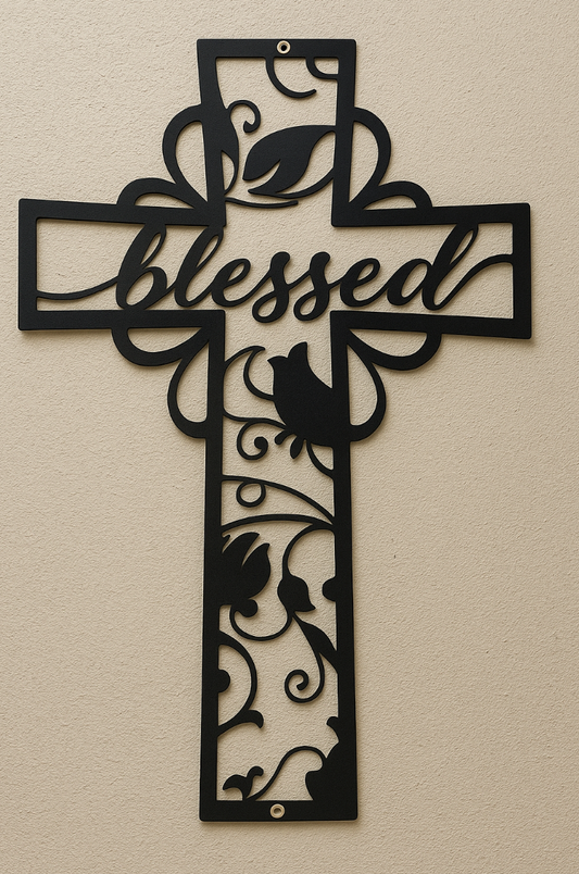 “Blessed” Cross Steel Sign