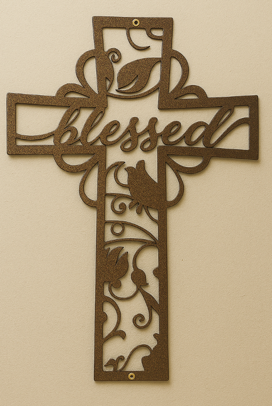 “Blessed” Cross Steel Sign