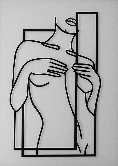 Modern Nude Woman Line Art Steel Wall Sign