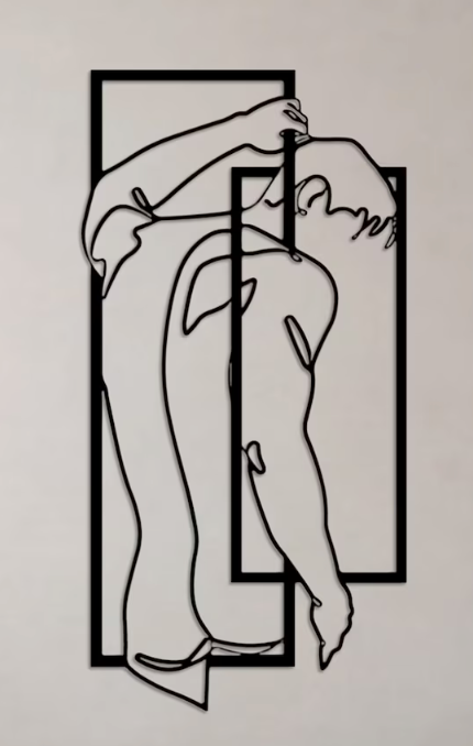 Modern Nude Man Line Art Steel Wall Sign