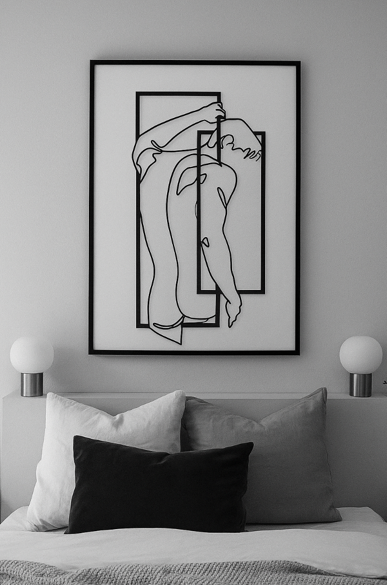 Modern Nude Man Line Art Steel Wall Sign