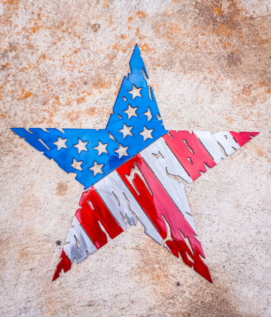 American Flag Star Steel Wall Sign