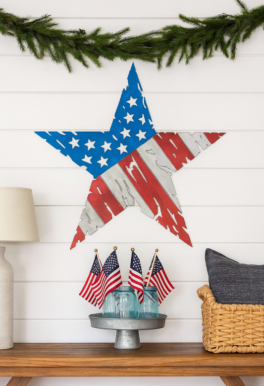 American Flag Star Steel Wall Sign