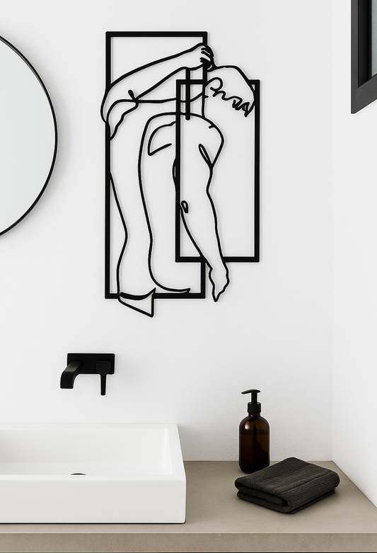 Modern Nude Man Line Art Steel Wall Sign