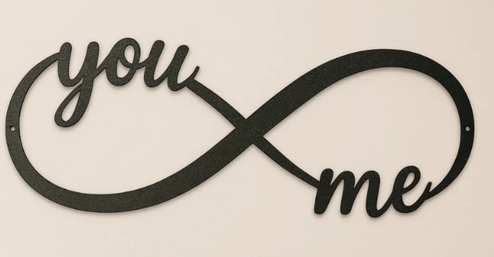 “You & Me” Infinity Steel Sign – Romantic Laser Cut Wall Decor