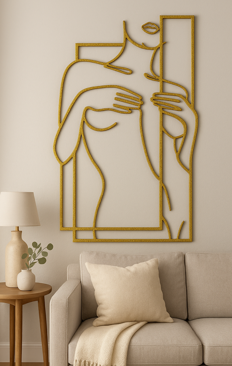 Modern Nude Woman Line Art Steel Wall Sign