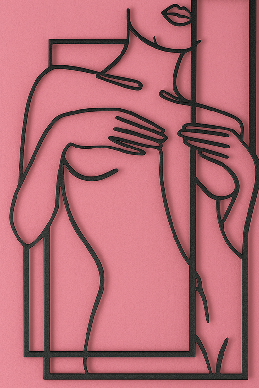 Modern Nude Woman Line Art Steel Wall Sign