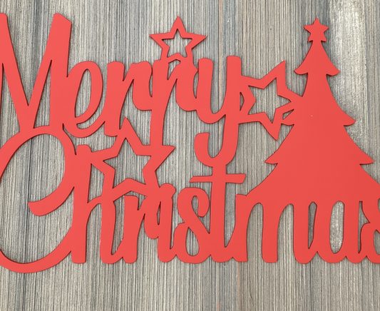 "Merry Christmas" Tree and Star Steel Sign