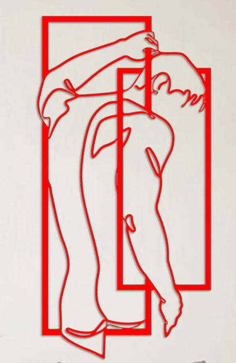Modern Nude Man Line Art Steel Wall Sign