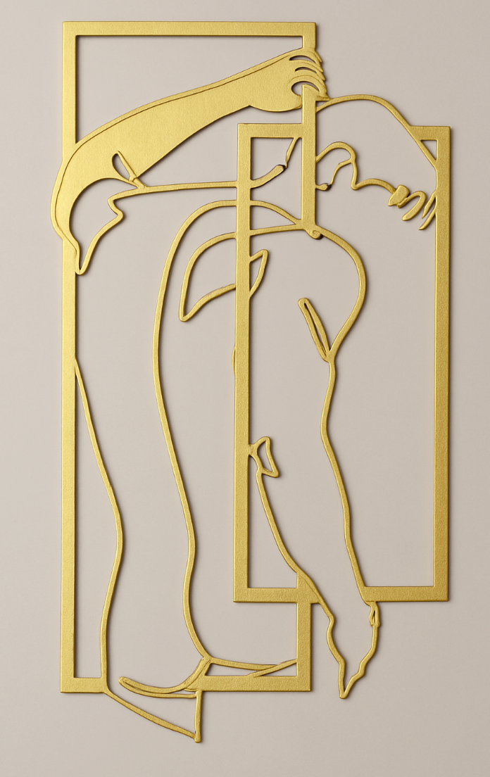 Modern Nude Man Line Art Steel Wall Sign