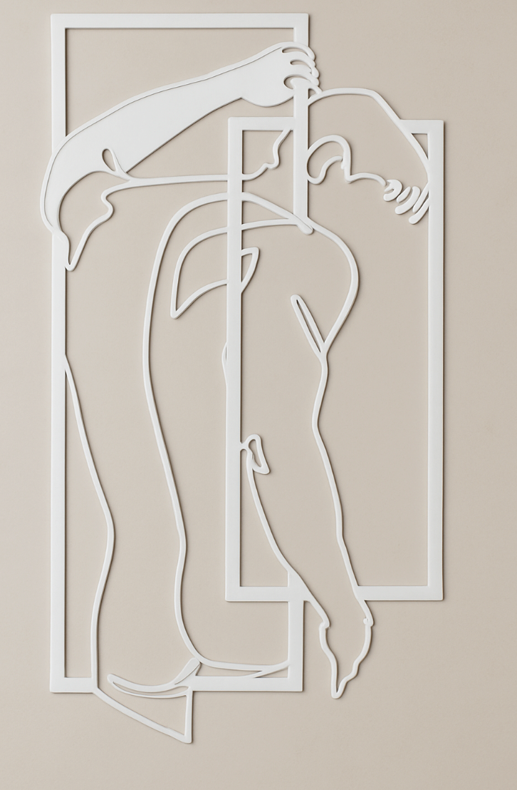 Modern Nude Man Line Art Steel Wall Sign