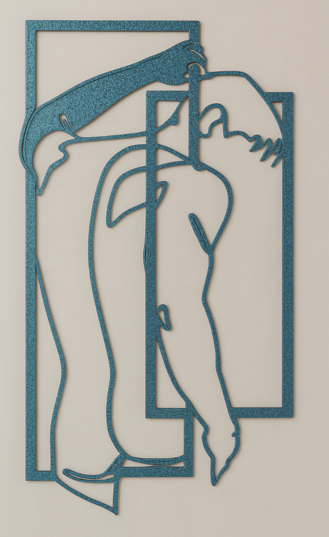 Modern Nude Man Line Art Steel Wall Sign