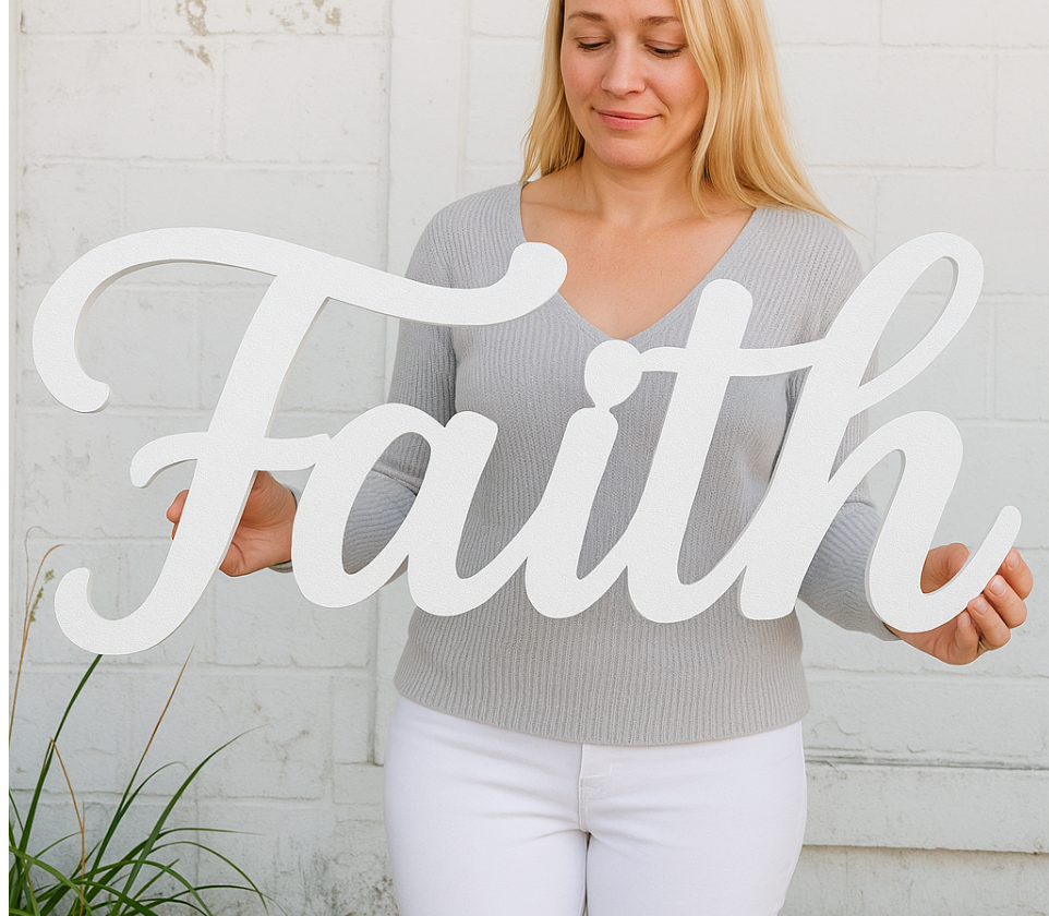 “Faith” Steel Wall Sign – Elegant Laser Cut Inspirational Decor