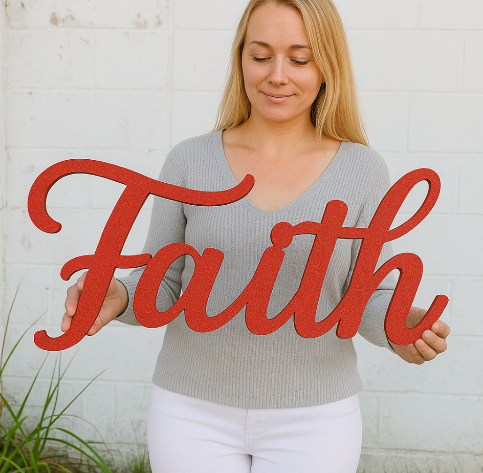 “Faith” Steel Wall Sign – Elegant Laser Cut Inspirational Decor