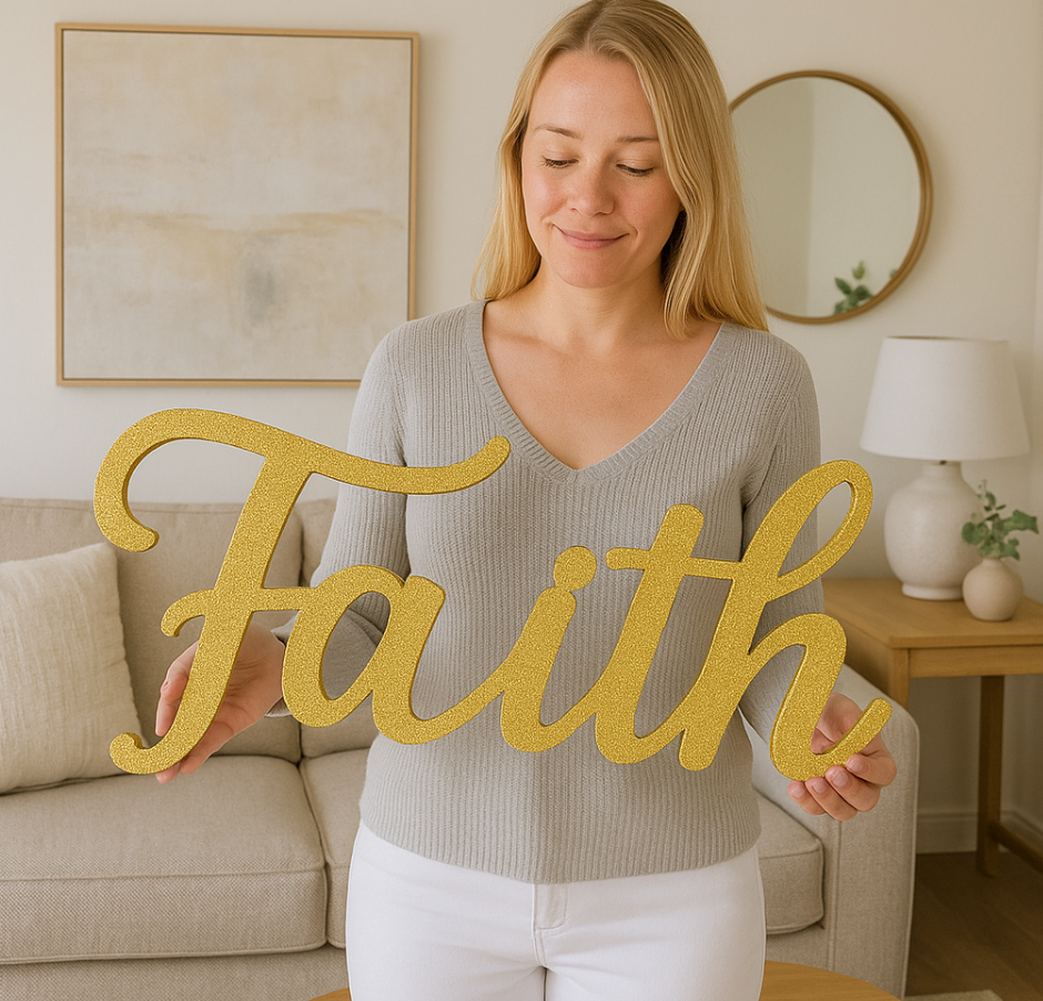 “Faith” Steel Wall Sign – Elegant Laser Cut Inspirational Decor