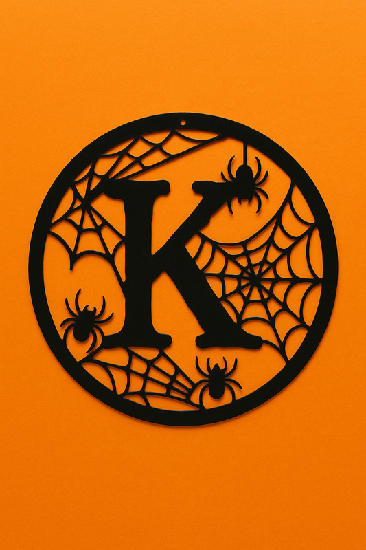 Custom Monogram Steel Sign – Halloween Decorative Vine Initial Wall Art