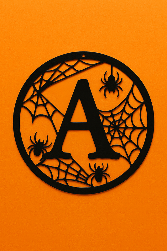 Custom Monogram Steel Sign – Halloween Decorative Vine Initial Wall Art
